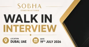 Sobha Construction Walk in Interview in Dubai | Construction Jobs and Careers in UAE Dubai, Ras Al Khaimah, Sharjah, Abu Dhabi