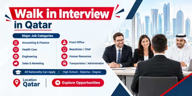 Walk in Interview in Qatar, Doha Latest Job vacancies in Qatar Doha Open day recruitment