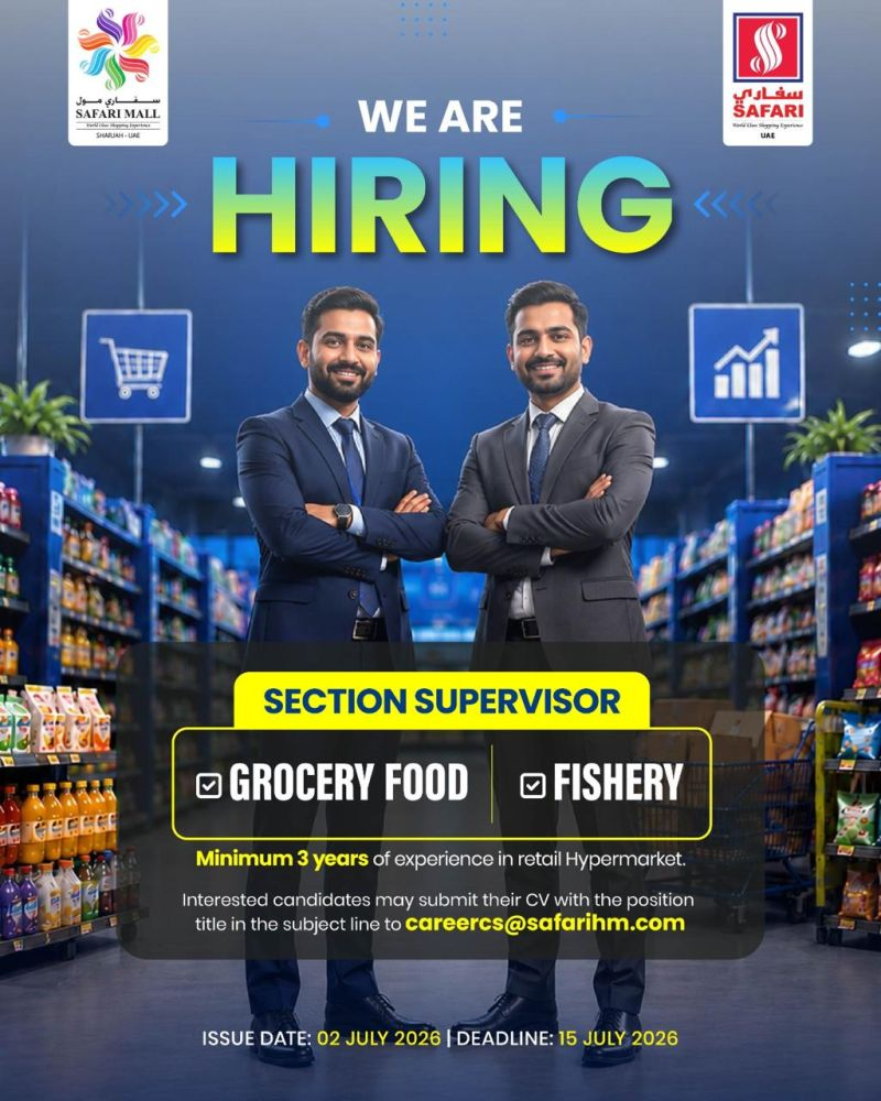 Safari Hypermarket Careers UAE – Latest Safari Hypermarket Job Vacancies in Dubai, Sharjah, Abu Dhabi