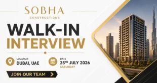 Sobha Construction Walk in Interview in Dubai | Construction Jobs and Careers in UAE Dubai, Ras Al Khaimah, Sharjah, Abu Dhabi